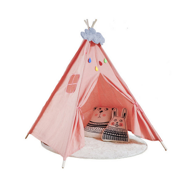 Teepee Tent Kids Cotton Canvas Pretend Play House