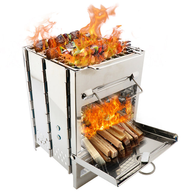 20x20x35cm Camping Stove Camp Wood BBQ Grill - salelink.co.nz