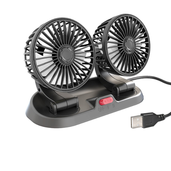 Dual Head USB Car Fan Dashboard Cooling Air Fan