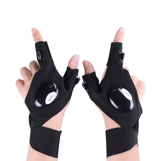 Finger Glove with LED Light Flashlight Gloves Fishing–