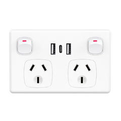 USB Type C Wall Socket Power Point - White - salelink.co.nz
