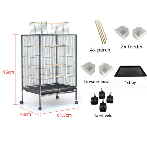95cm Wrought Iron Standing Bird Parrot Cage