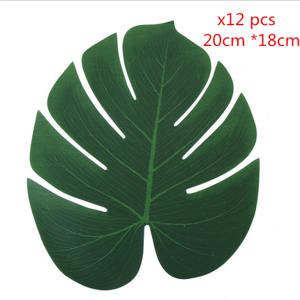 12x Artificial Hawaiian Luau Tropical Beach Party Leaf Jungle Palm Decoration - salelink.co.nz