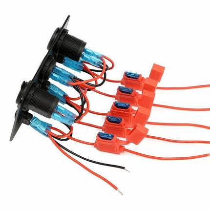 5 Gang ON-OFF Toggle Switch Control Panel 2 USB Charger 12V for Car - salelink.co.nz