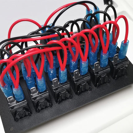 6 Gang LED Rocker Switch Panel Circuit Breakers Charger 12V USB - salelink.co.nz