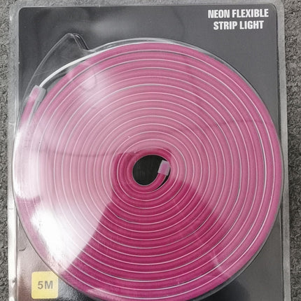 5M Pink DC 12V Flex LED Strip Neon Rope Light Silicone Sign Decor - salelink.co.nz
