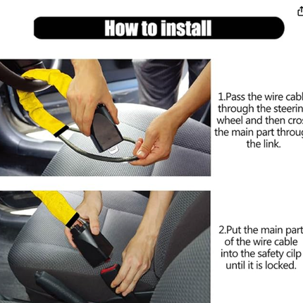 Steering Wheel Lock Seat Belt Lock Universal Anti Theft Car Device Yellow