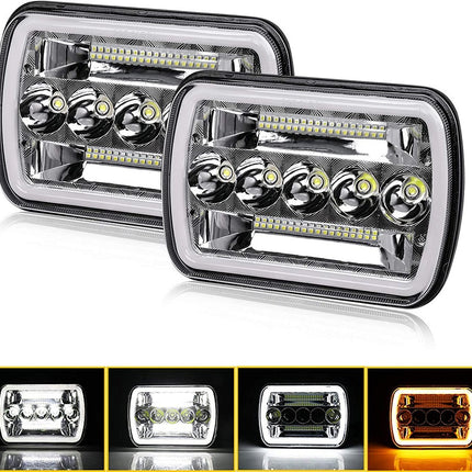 5x7" 7x6" Inch LED Headlights Hi/Lo Beam DRL For Toyota Hilux Jeep Truck 1 Pair - salelink.co.nz