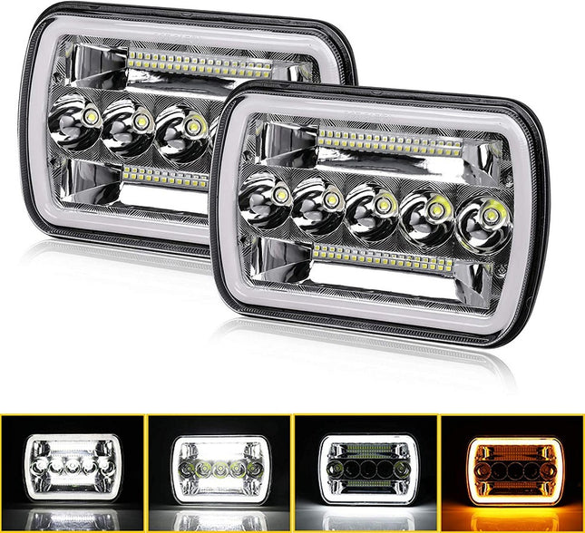 5x7" 7x6" Inch LED Headlights Hi/Lo Beam DRL For Toyota Hilux Jeep Truck 1 Pair - salelink.co.nz