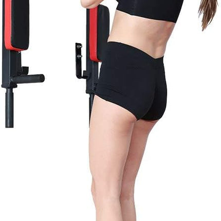Pull Up Bar and Dip Station - Black + Red - salelink.co.nz