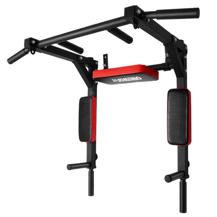 Pull Up Bar and Dip Station - Black + Red - salelink.co.nz