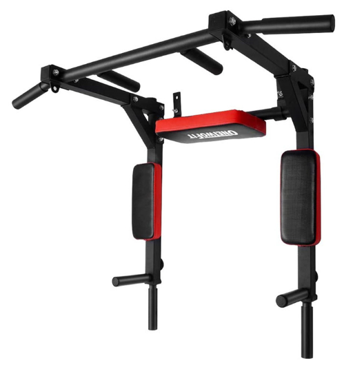 Pull Up Bar and Dip Station - Black + Red - salelink.co.nz