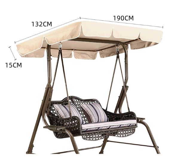 190x132x15cm Swing Seat Canopy Top Cover Replacement 3 Seater