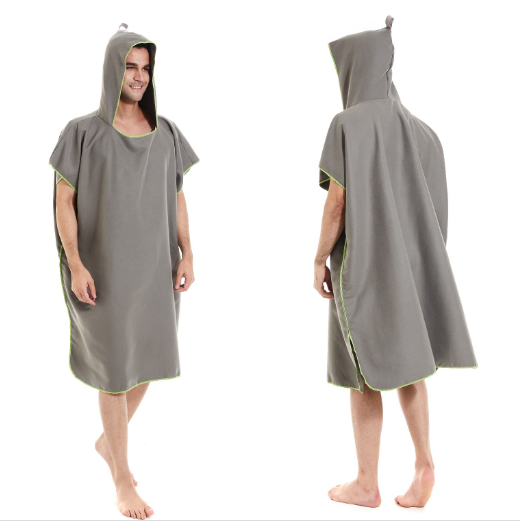 Unisex Microfiber Changing Robe Towel Quick Dry Hooded Surf Poncho Towel