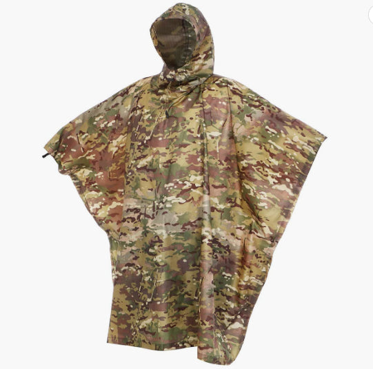 Camouflage Rain Poncho Hooded Waterproof Camo Raincoat for Hunting Hiking Camping Fishing