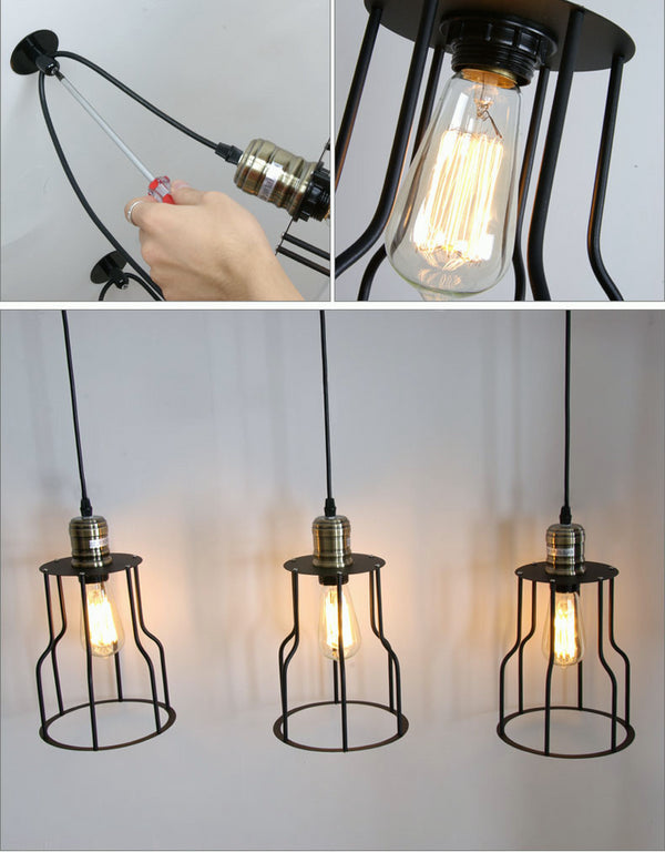 12 Heads Ceiling Lamp Vintage Industrial Cage Light