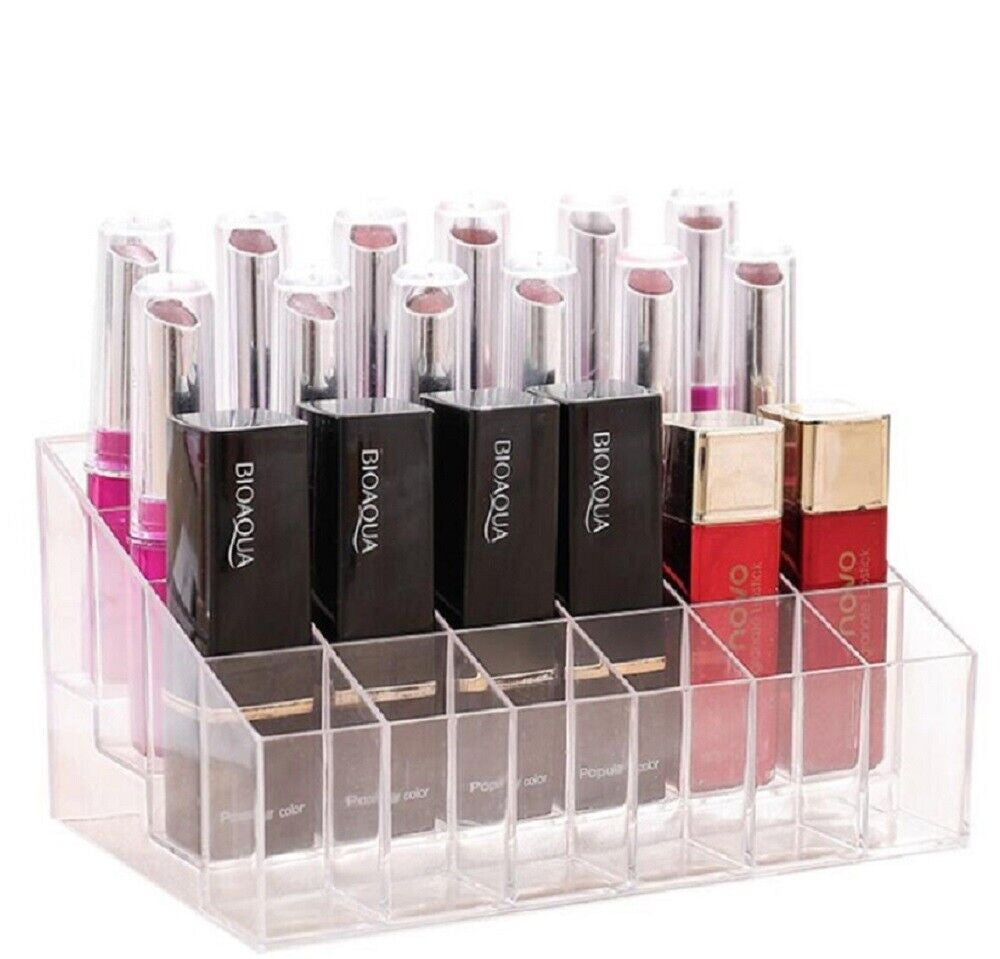 24 Grids Clear Lipstick Display Holder Plastic Cosmetic Organizer