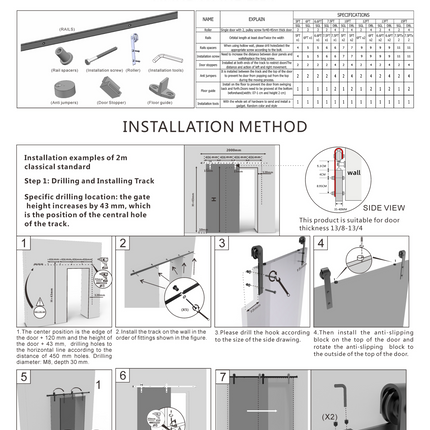 4M Sliding Door Barn Door Hardware