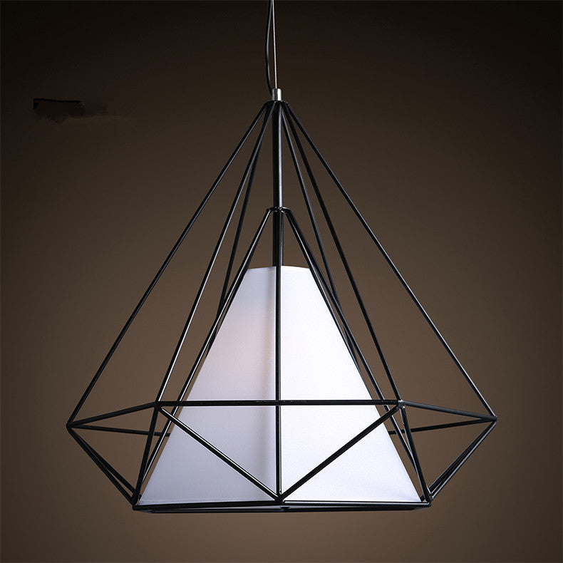 Pendant Hanging Light Lampshade Metal Diamond Black