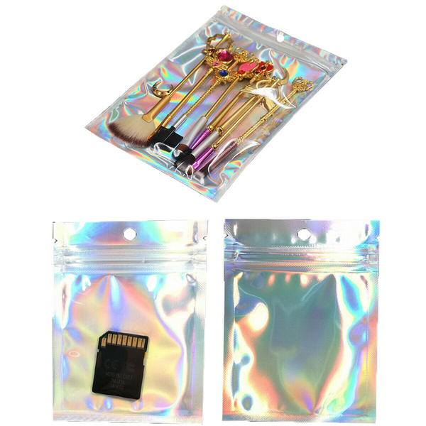 100pcs 7.5 x 12cm Holographic Ziplock Mylar Bags Resealable