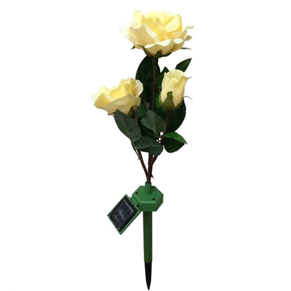 Solar Flower LED Light Artificial Rose Garden Landscape Decor Yellow