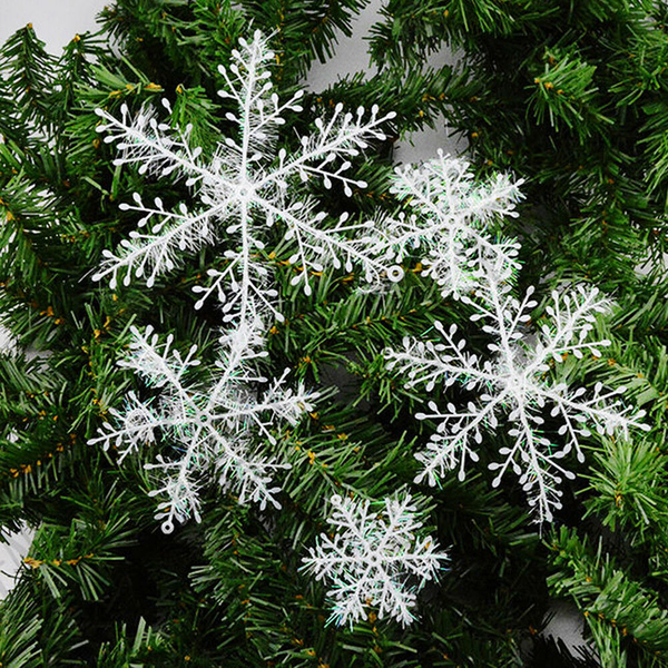 30PCS 11cm White Snowflakes Decorations Christmas Tree Party Charms Christmas Decoration