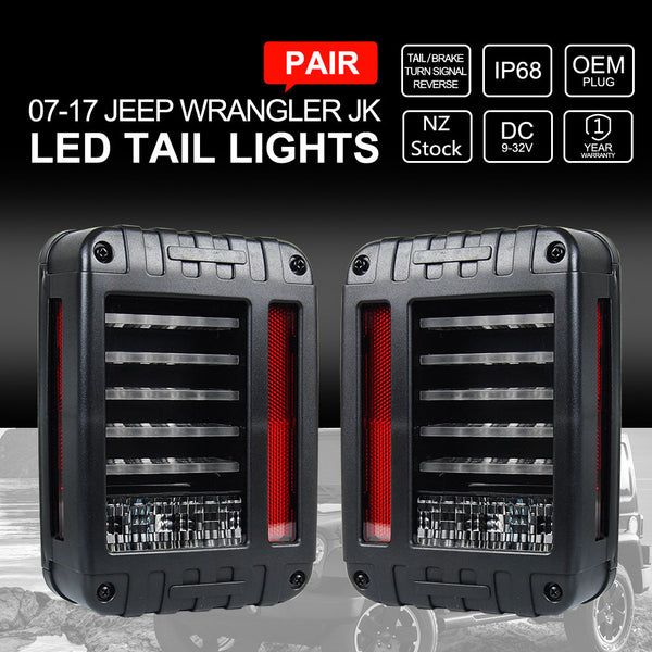 Pair LED Tail Lights Brake Rear Signal Reverse OEM For Jeep Wrangler JK 07-17
