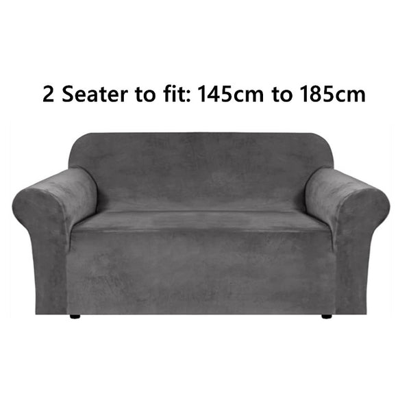 Velvet Sofa Cover - Grey 2 Seater