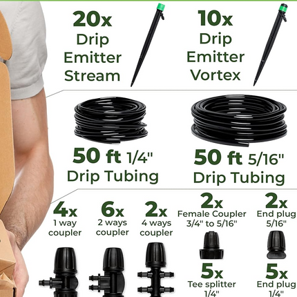 15m+15m Watering Drip Irrigation Hose Kit System