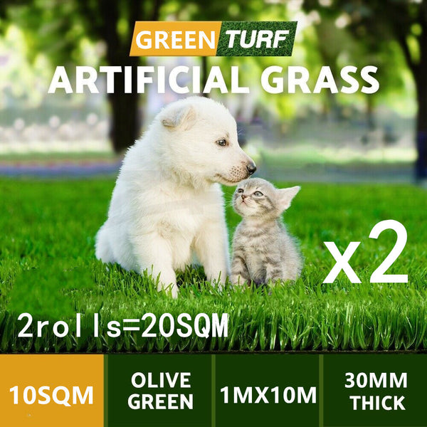 Two Pieces 1X10M Artificial Grass 30MM 20M2