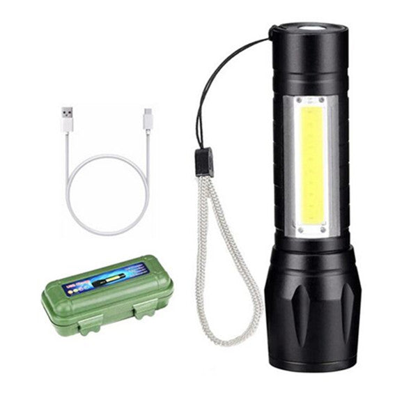 COB LED Mini Flashlight Torch Zoom