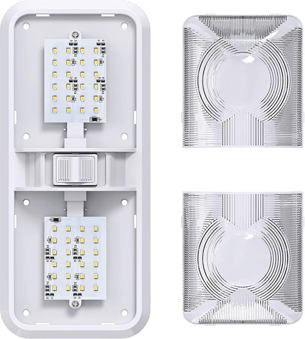LED 2 Pack RV LED Ceiling Double Dome Light Fixture