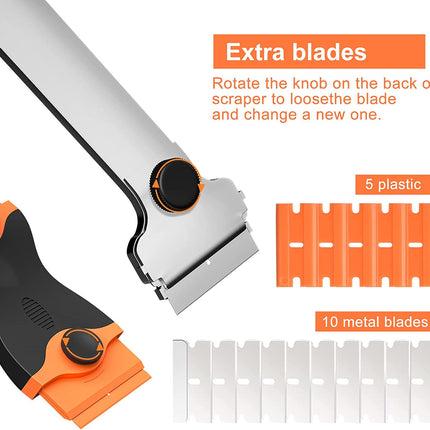 Glass Razor Scraper Set 10 Spare Blades Paint Seal Remover Clean Tool