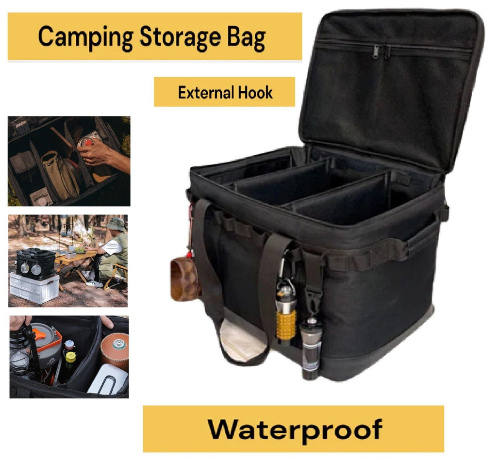 30L Outdoor Camping Folding Box Multifunctional Car Storage Camping Box  Wooden Lid Travel Tableware Storage Bag Camping Supplies - AliExpress