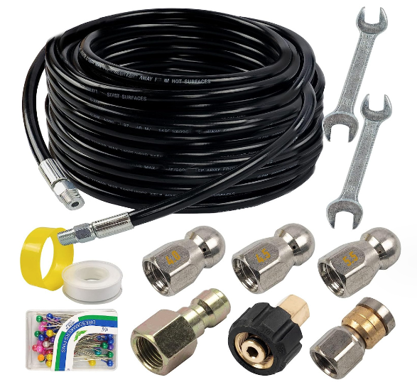 Sewer Jetter Nozzles Kit 30m Drain Cleaning Hose for Pressure Washer 2000PSI