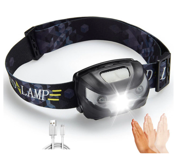 LED Head Torch Fishing Headlight Headlamp Motion Sensor