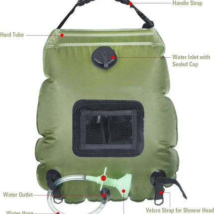 20L Solar Shower Bag with Shower Head - salelink.co.nz