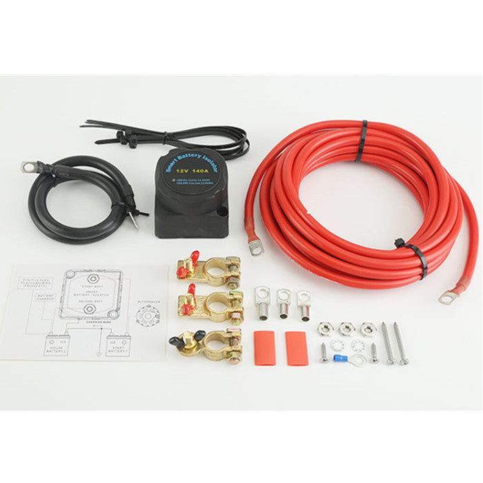 12V Dual Battery System Kit 140A Smart Isolator Cable Charger Wiring Tool Truck