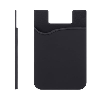 Black Silicone Credit Card Holder Pocket Case Sticker Phone - salelink.co.nz