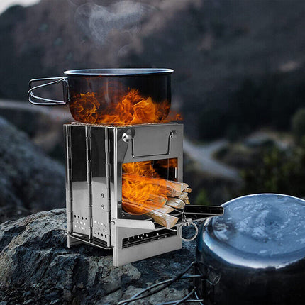 20x20x35cm Camping Stove Camp Wood BBQ Grill - salelink.co.nz