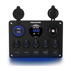 5 Gang ON-OFF Toggle Switch Control Panel 2 USB Charger 12V for Car - salelink.co.nz