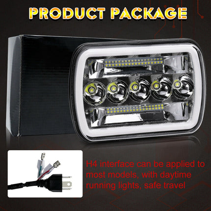 5x7" 7x6" Inch LED Headlights Hi/Lo Beam DRL For Toyota Hilux Jeep Truck 1 Pair - salelink.co.nz