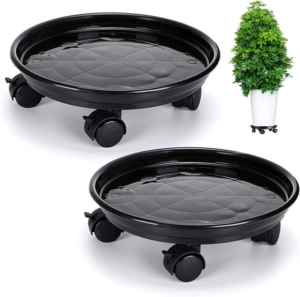 24x24x8cm 2Pcs Movable Planters Pot Stand Rack Shelf