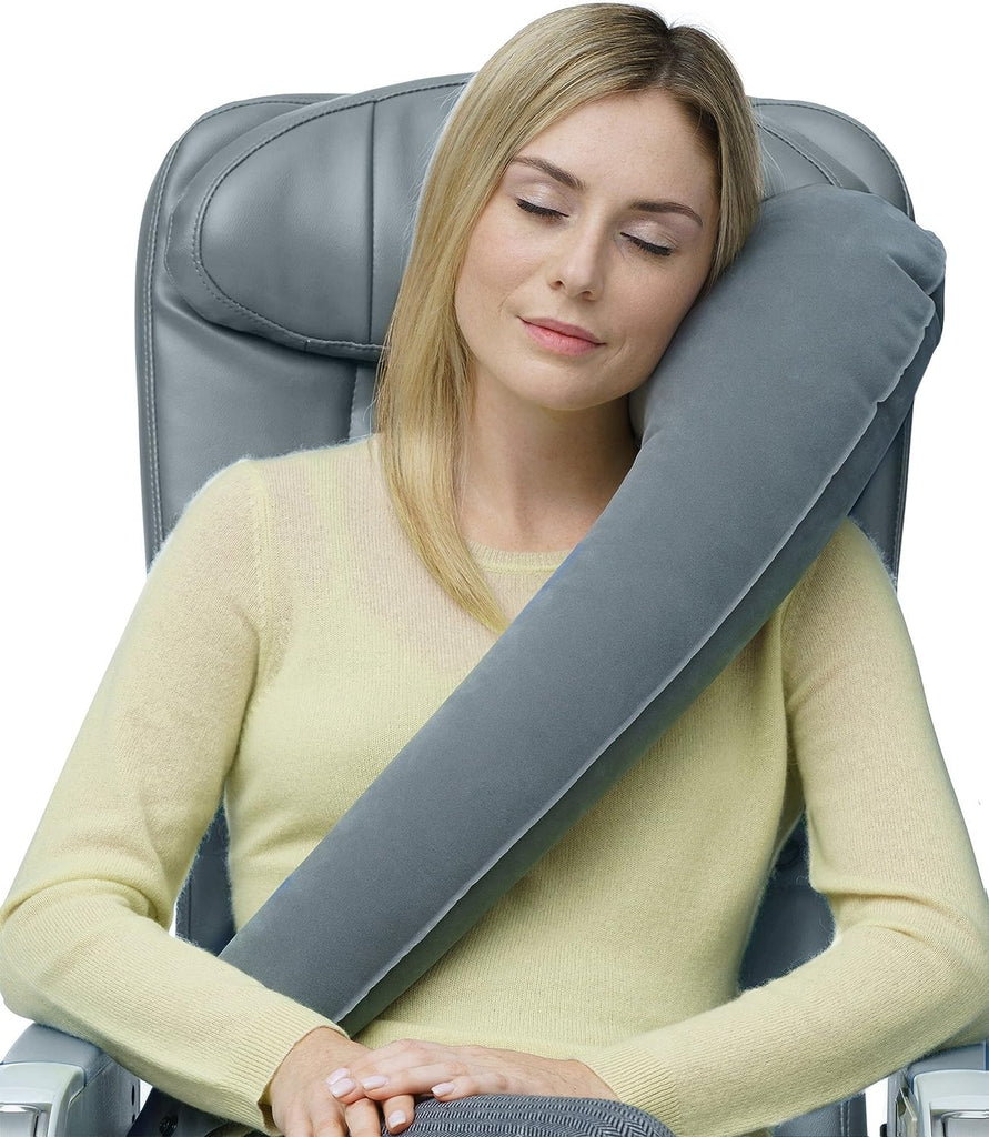 Travel Pillow Head Neck Rest Comfortable Inflatable Gray
