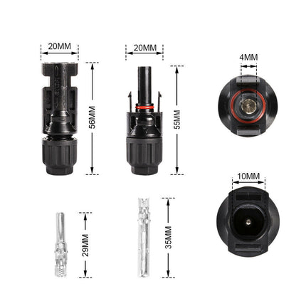 10 Pairs MC4 Connectors Solar Panel 30A Line Plug Socket Male &amp; Female PV IP67 - salelink.co.nz