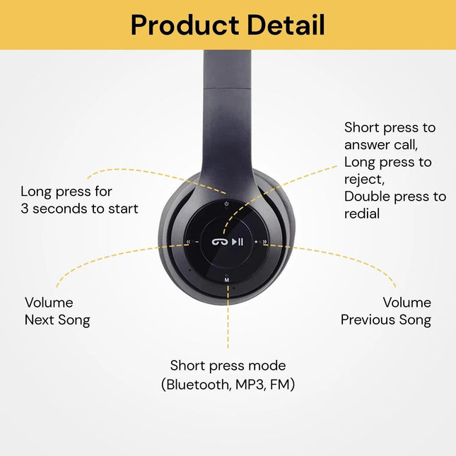Bluetooth Headphones Earphones Headset - salelink.co.nz