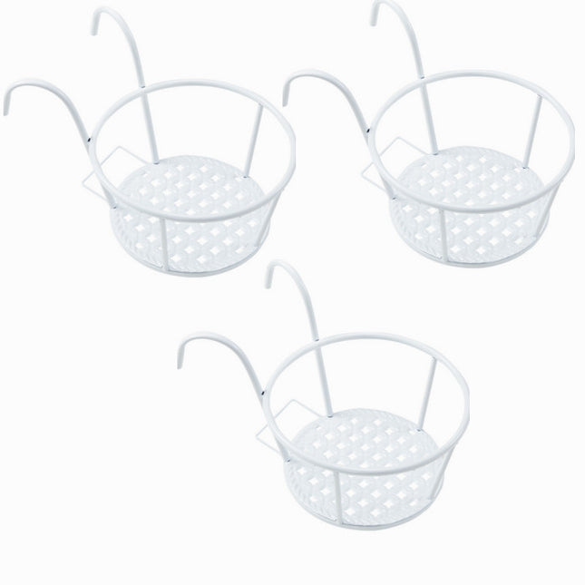 3pcs White Flower Plant Rack Holder Balcony Stand Metal