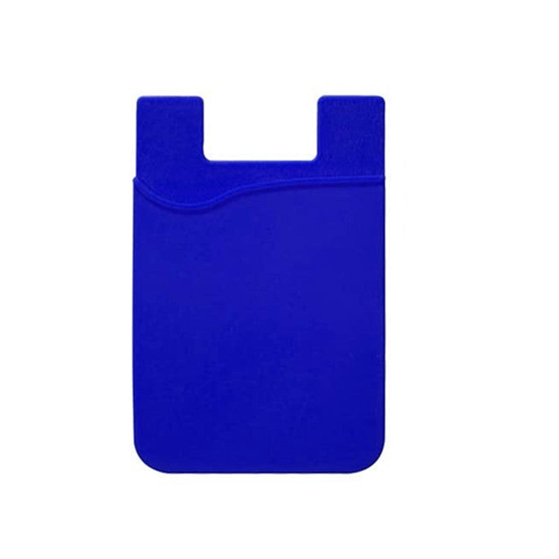 Deep Blue Silicone Card Holder Pocket Case Wallet Sticker Phone