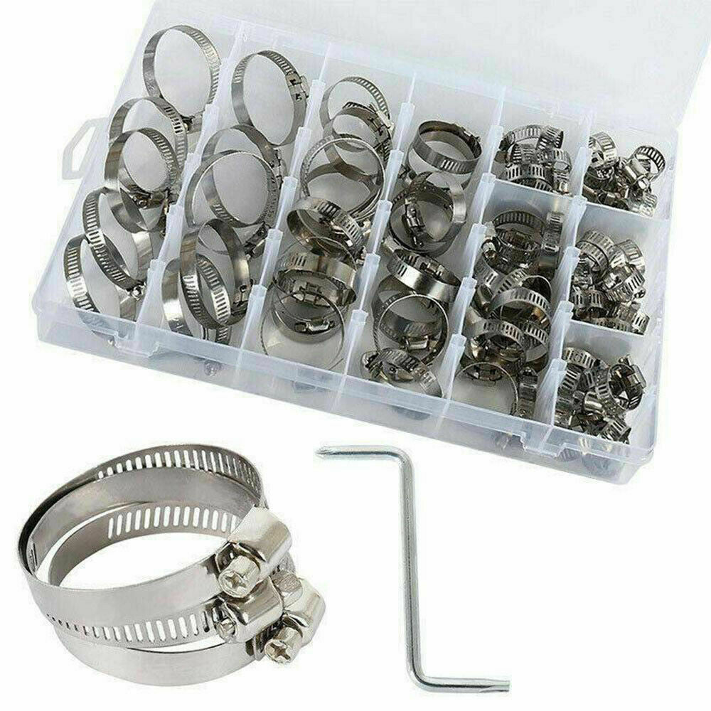 90PCS Hose Pipe Clamps Clips 8-32MM + Z Shaped Tool