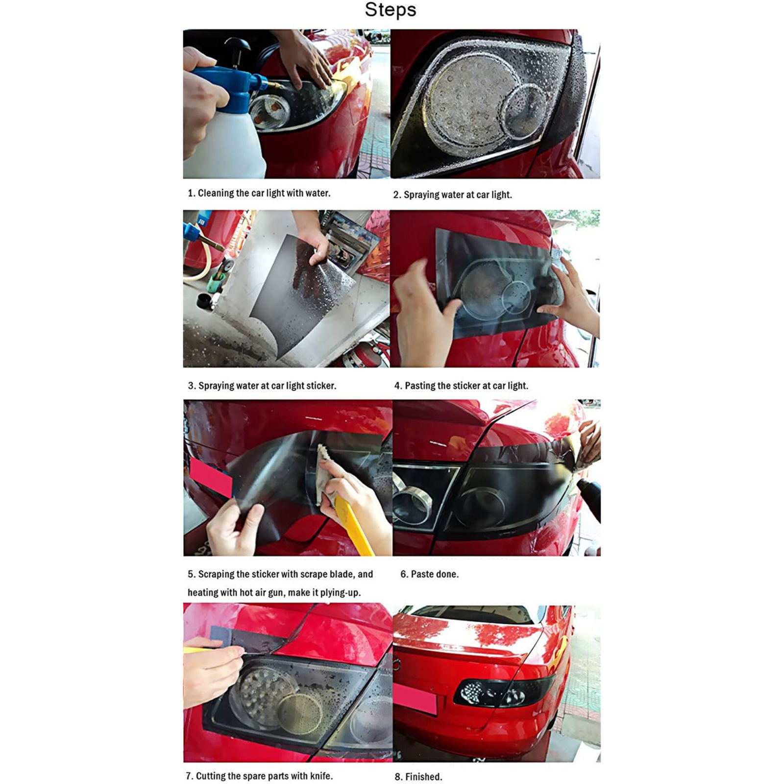 Car Headlight Tint Wrap Tail Fog Light Vinyl Wrap Kit 1Mx30CM– salelink ...